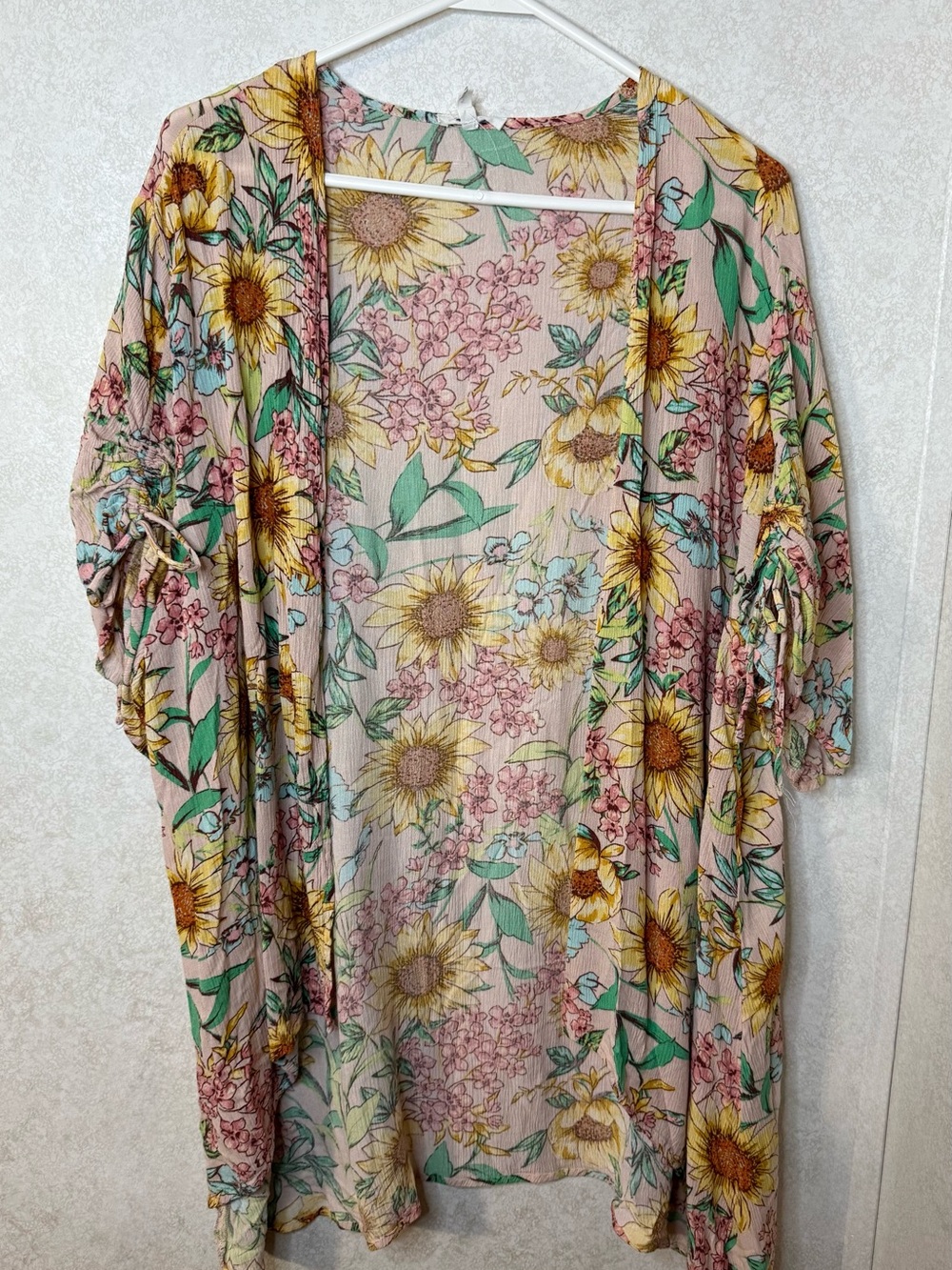 Maurices Pink Floral Sunflower Sheer Kimono